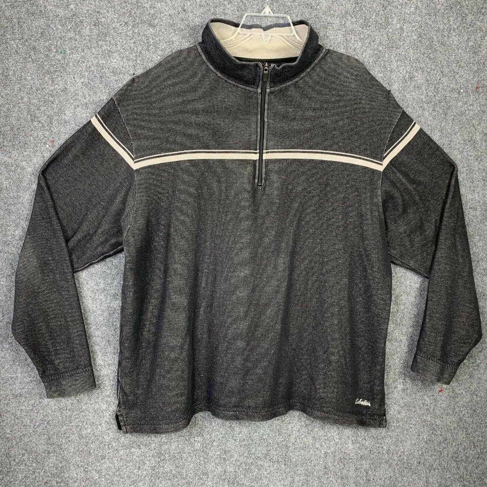 Cabela’s 1/4 Zip Sweater Men 2XL Dark Gray Distressed Fading Long Sleeve